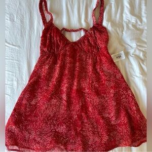 NWT Red Patterned Backless Flowy Summer Dress